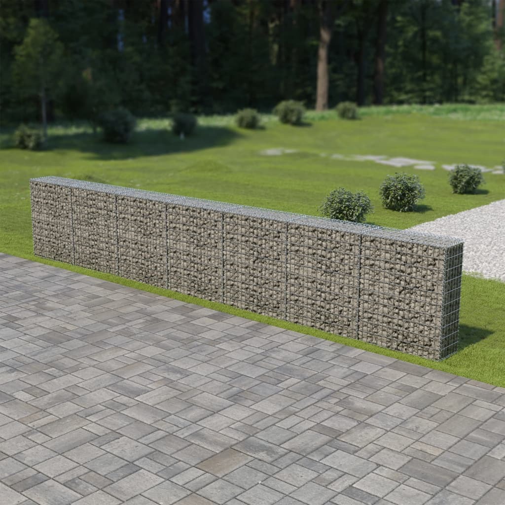 vidaXL Schanskorf muur met deksels 600x30x100 cm gegalvaniseerd staal