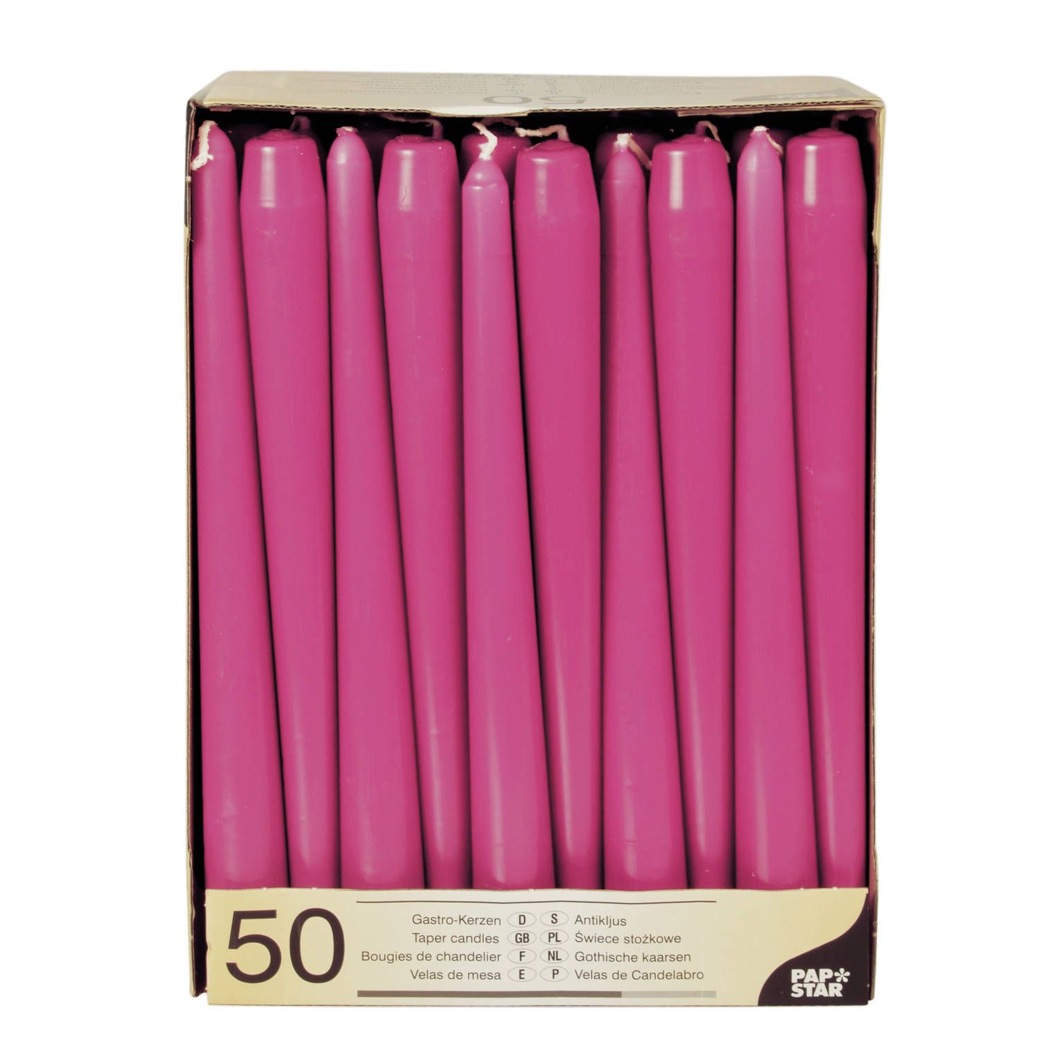 Conpax Candles Dinerkaarsen - 50 stuks - Fuchsia Roze - 25 cm - 7 uur brandtijd