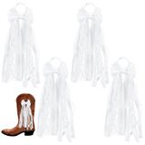 4 lacets blancs pour bottes, en satin, dentelle et perles, 22,5 cm