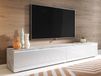 DUBAI Meuble TV-Hifi 2 portes battantes 180 cm béton/blanc brillant avec LED