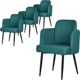 ML-Design Set van 4 eetkamerstoelen benzine stof met metalen poten