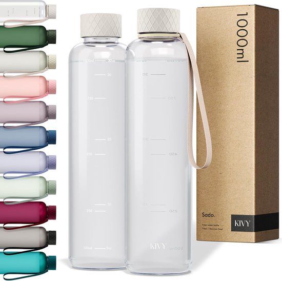 KIVY Waterfles 1L - Tritan - Crème Transparant