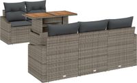 vidaXL Tuinbank Set 6-delig Grijs Polyrattan
