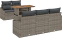 vidaXL Tuinbank Set 6-delig Grijs Polyrattan
