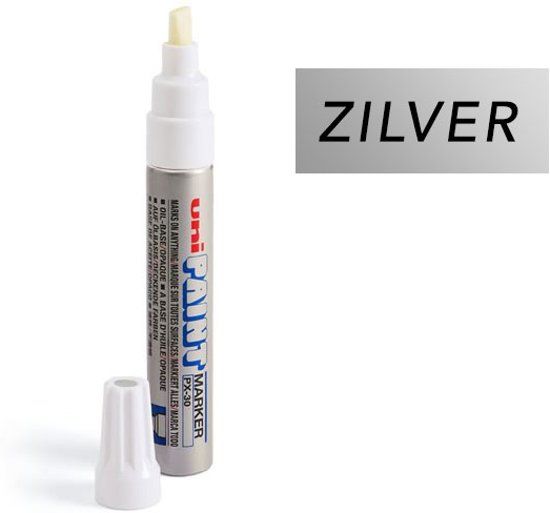 Uni Posca PX-30 Zilver/Chrome Paint Marker - 4 - 8 5 mm beitelpunt - Verfstift