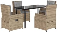 vidaXL 5-delige Tuinset met Kussens Poly Rattan Beige