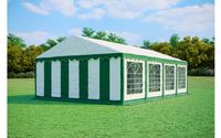 Tente de réception 5x8 m STANDARD – PVC 500 g/m², ignifuge, tubes en acier galvanisé Ø38 mm, jusqu'à 80 personnes - Vert-blanc