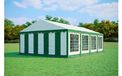 Tente de réception 5x8 m STANDARD – PVC 500 g/m², ignifuge, tubes en acier galvanisé Ø38 mm, jusqu'à 80 personnes - Vert-blanc