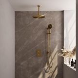 Brauer Gold Carving Thermostatische Regendoucheset Inbouw - Hoofddouche 30 cm - 3 Weg - Handdouche 3 Standen - Doucheslang - Geintegreerde Glijstang - Geborsteld Goud