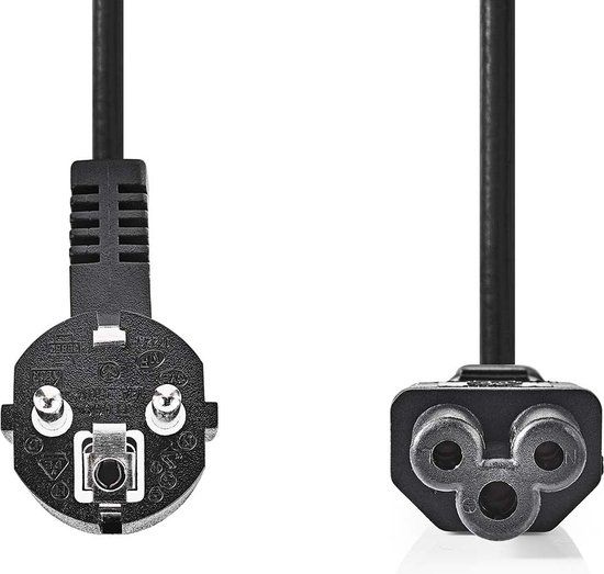 Nedis Stroomkabel - Type F (CEE 7/7) Male - IEC-320-C5 - Gehoekt - 2m - Zwart