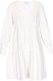 Usha WHITE LABEL Jurk 'Minimalistic' V-hals Lange Mouw A-lijn Polyester Wit