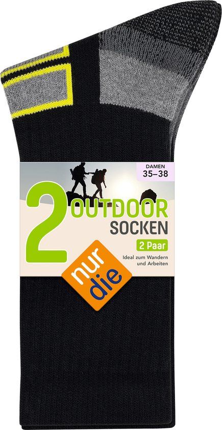 NUR DIE Freizeitsocken Outdoor Sokken Dames Zwart/Geel Maat 35-38