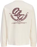 JACK & JONES JORFREDERIKSBERG BACK TEE LS CN SN Heren T-shirt Lange mouw Ronde hals Katoen XXL Antique White