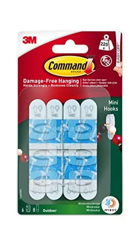 Command Outdoor Mini Hooks with Adhesive Strips - Damage-Free