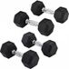 Homcom Set D'Haltères Courtes - 2 Haltères De 6kg Et 2 Haltères De 8kg Poignées Antidérapantes Têtes Octogonales - Métal - Noir