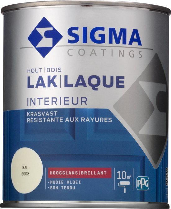 Sigma lak interieur 9003 signaalwit hoogglans 750 ml