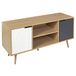 HOME DECO FACTORY - HD7145 - Meuble TV Rangement Tiroir Scandinave Bois - Blanc - Gris Anthracite