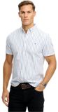 Superdry Preppy Oxford T-shirt Heren Blauw Gestreept Katoen Korte Mouw M