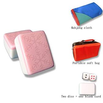 WXTRE Mahjong klassiek spel Klassieke Chinese Mahjong-gameset met 144 tegels, entertainment Huishoudelijke hand Mahjong voor Chinese stijl gameplay Reizen familie vrije tijd ( Color : Pink , Size : 42# )