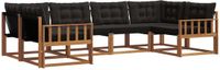vidaXL - Hoek loungeset - 6 zitplekken - Acacia hout - Naturel en zwart