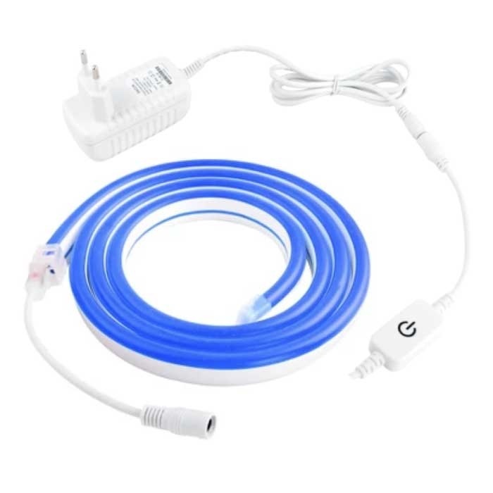 TSLEEN Neon LED Strip 5 Meter - Flexibele Verlichting Tube met Stekker Adapter 12V en Aan/Uit-Schakelaar Waterdicht Blauw