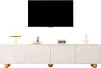 MODFU TV-meubel 180 x 40 x 45 cm van spanplaat, wit, wolkenvorm, 4 deuren, 5 poten, draagkracht 60 kg
