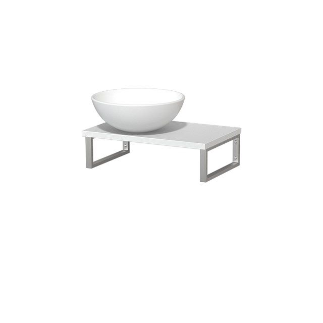 Maxaro Toiletmeubel met Waskom Keramiek Modulo Mat Wit 41 cm Wandbeugels RVS