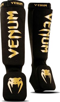 Venum Kontact Slip-On Instep scheenbeschermers - Zwart/Goud - Maat S
