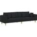 Canapé Sofa avec coussin noir 250 x 77 x 76 cm tissu