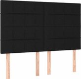 VidaXL Hoofdbord Zwart 144x5x118/128 cm Stof