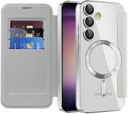 Techsuit Hoesje geschikt voor Samsung Galaxy S23 Plus - SmartMag Book Wallet Case - Geschikt voor MagSafe - Grijs