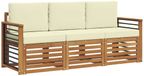vidaXL - Salon d'angle - 3 places - Naturel et crème - Bois d'acacia massif