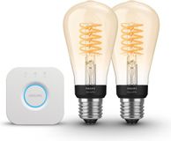 Philips Hue Starterspakket - E27 - met 2 Filament Edisonlampen Klein (ST64) - Warmwit Licht - Incl. 1 Hue Bridge - Hue White Filament