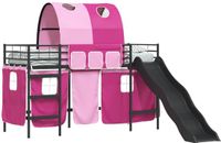 vidaXL Bunkbed for children with curtains Black and Pink 90 x 190 cm