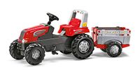 Rolly Toys RollyJunior RT 800261 Traptractor met aanhanger, motorkap om te openen, fluisterbanden, kinderen vanaf 3 jaar, rood, zwart