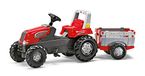 Rolly Toys RollyJunior RT 800261 Traptractor met aanhanger, motorkap om te openen, fluisterbanden, kinderen vanaf 3 jaar, rood, zwart