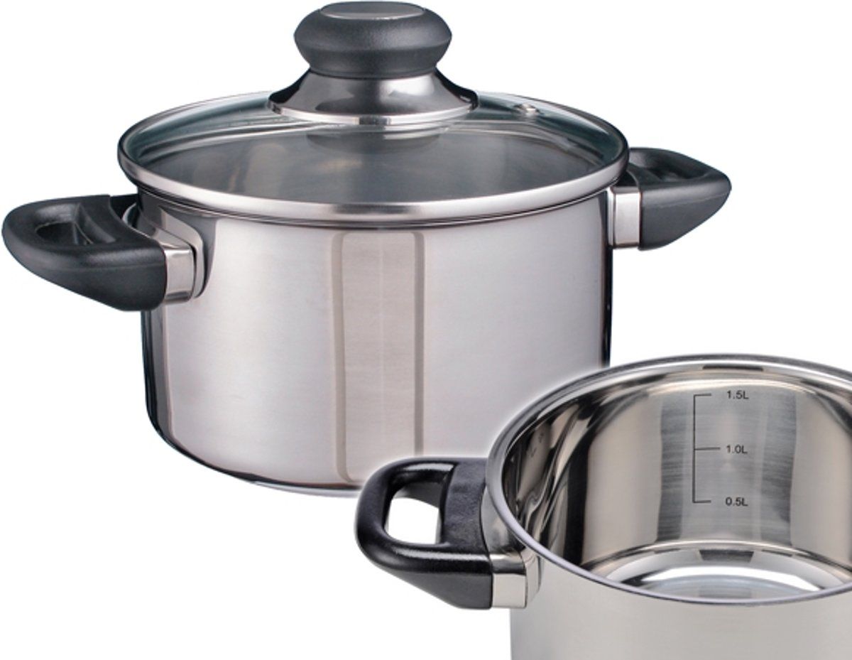 Haushalt RVS kookpan 16cm met glazen deksel - 4034127213032