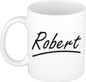 Bellatio Decorations Robert Naam koffiemok - beker - met sierlijke letters - wit