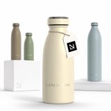 LARS NYSØM Ren Roestvrijstalen drinkfles 350ml - BPA-vrij geïsoleerde waterfles 0,35 Liter (Almond Beige)