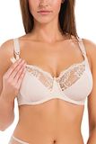 Teyli Voedingsbeha met Beugel – Zwangerschapsbeha Dames van Katoen - Zachte BH met Kant - Verstelbare Bandjes - Borstvoedingsbeha met Clip - Comfortabele Lingerie Beige 85G