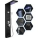 Rovogo Colonne de douche hydromassante à 7 fonctions (lumières LED, pluie, cascade, jets de massage, douchette à main, bec de baignoire et affichage de la température), acier inoxydable 304, noir