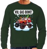 Bellatio Decorations Foute Kersttrui - monstertruck santa - groen - heren - sweater - kerstborrel kantoor M