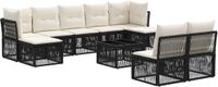 vidaXL - Tuinbank - Set - 9 zitplekken - Zwart - Polyrattan