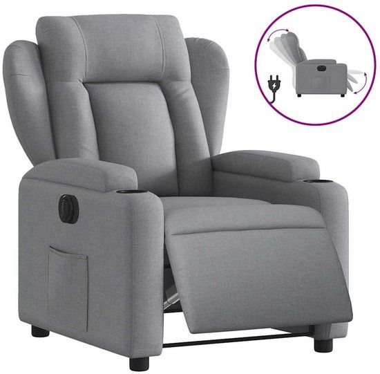 vidaXL Fauteuil elektrisch verstelbaar stof lichtgrijs