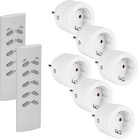 SEC24 HAF760S2 Draadloze Schakelaar Set - 2 Afstandsbedieningen + 6 Pluggen - Wit