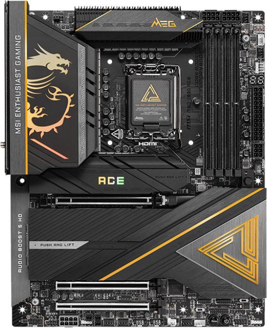 MSI MEG Z890 ACE - ATX Motherboard - Intel Z890 - Socket LGA 1851 - DDR5 - USB 3.2 Gen 2 - Wireless BE