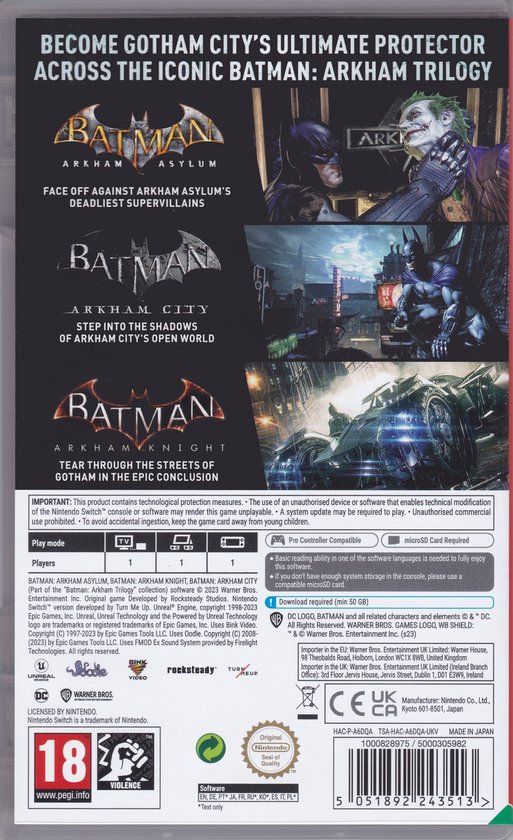 Warner Bros. Games Batman Arkham Trilogy Nintendo Switch