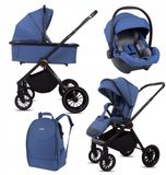 BabyLux® Kinderwagen 3in1 Set CASTOR, Opvouwbare Lichtgewicht Kinderwagenset Incl. Reiswieg, Buggy, I-Size Baby-Autostoeltje, Luiertas En Meer Accessoires, 4 Ligstanden, 0-22kg, Uv-Bescherming 50+