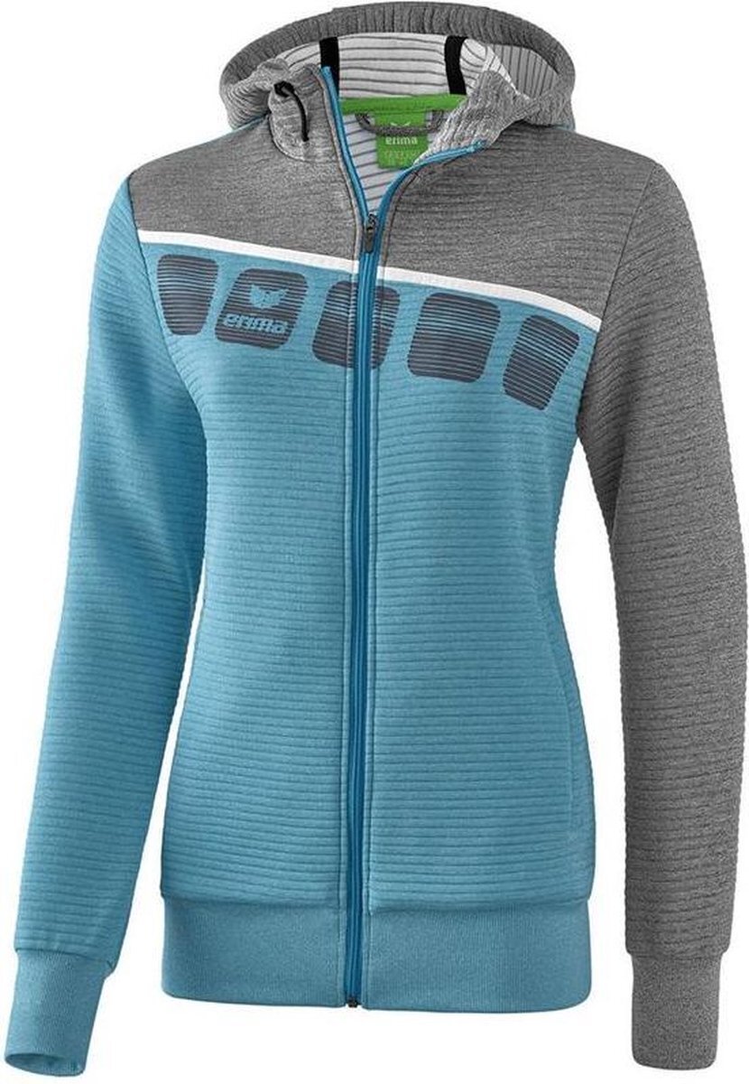 Erima trainingsjack 5 C dames polyester blauw/grijs