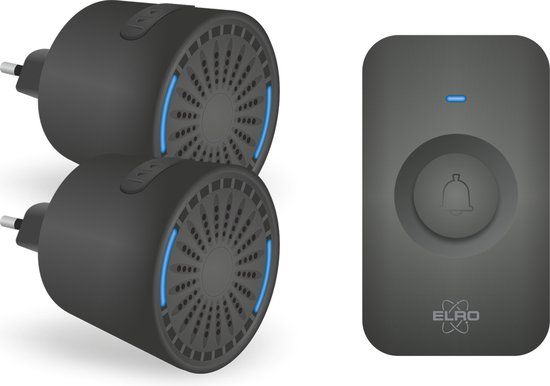 Funk-Türklingel-Set ELRO DB2000 Draadloze Deurbel Set – met 2 Compacte Plug-In Ontvangers - Bereik 200 meter - IP65 Waterdicht - 64 Melodieën - Zwart